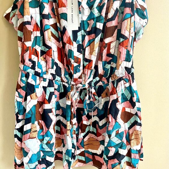 Plus Size NWT Lane Bryant Geometric Print Peplum Tank Top Size 28 - Picture 7 of 10